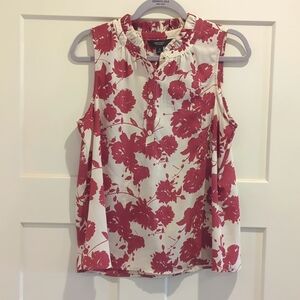 Floral Sleeveless Blouse in Burgundy and White